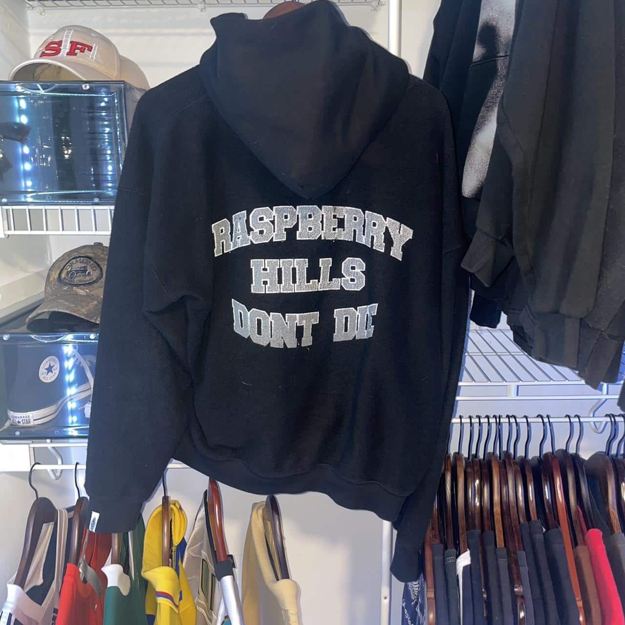 Raspberry Hills Men's Black And Grey Hoodie Raspberry Hills Men's Black And Grey Hoodie