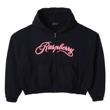 Raspberry Hills Black- Pink Logo Hoodie